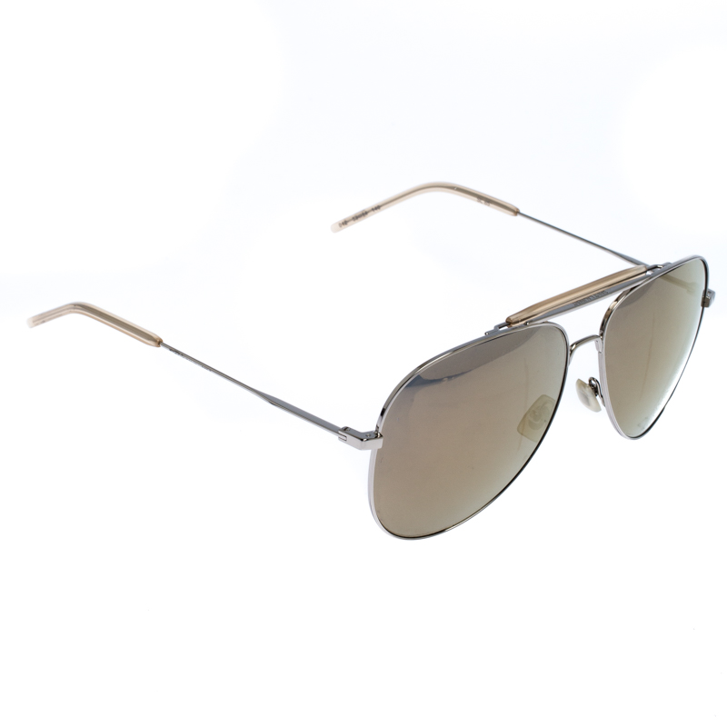 Saint Laurent Silver/Bronze Mirror Aviator Sunglasses