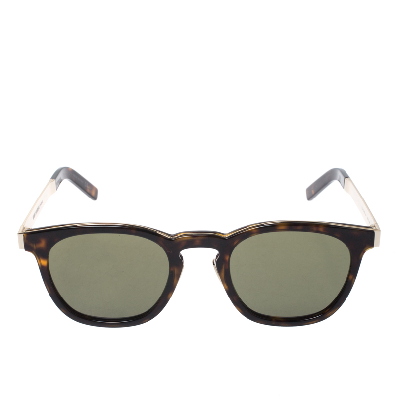 

Saint Laurent Paris Havana/Green SL28COMBI Round Sunglasses
