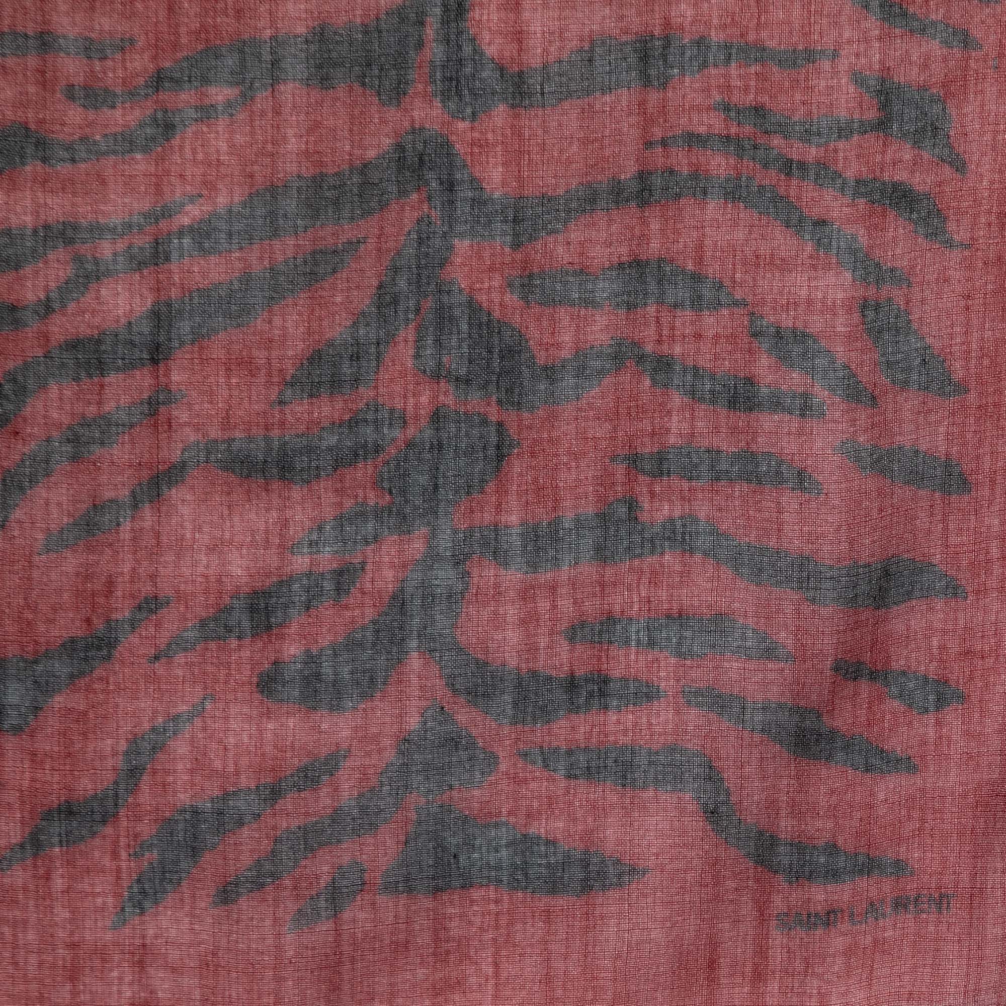 

Saint Laurent Burgundy Wool Zebra Print Bandana Scarf