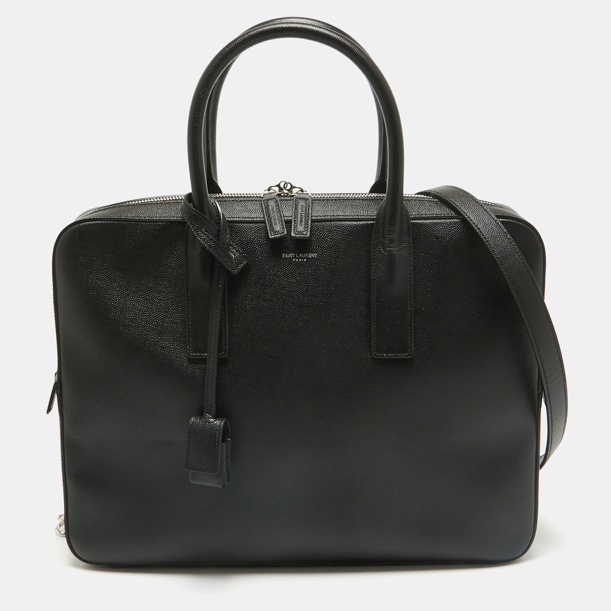 

Saint Laurent Black Leather Small Museum Flat Briefcase