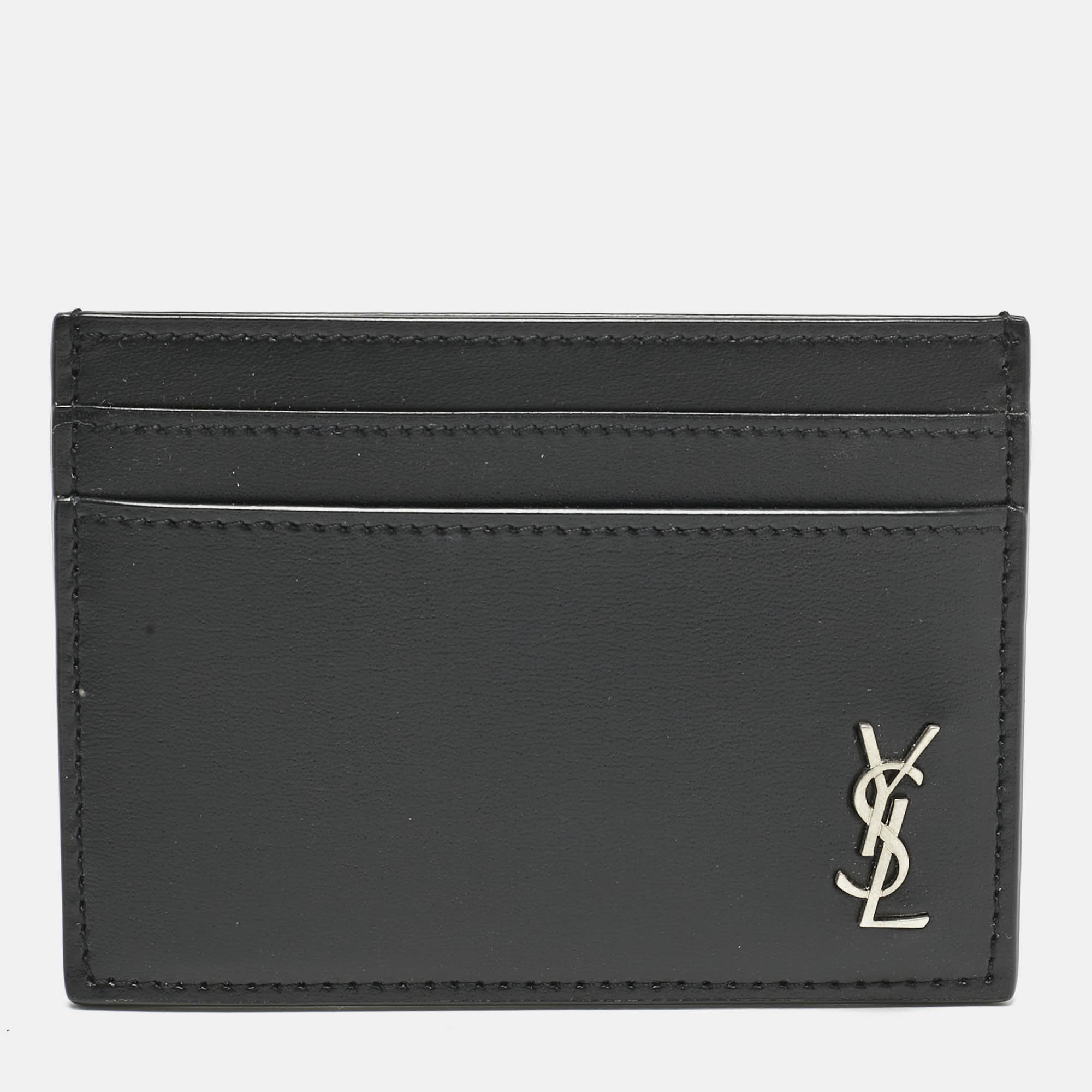 

Saint Laurent Black Leather Monogram Card Holder