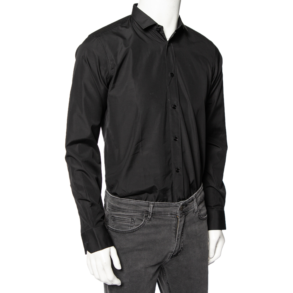 

Saint Laurent Paris Black Cotton Button Front Long Sleeve Shirt