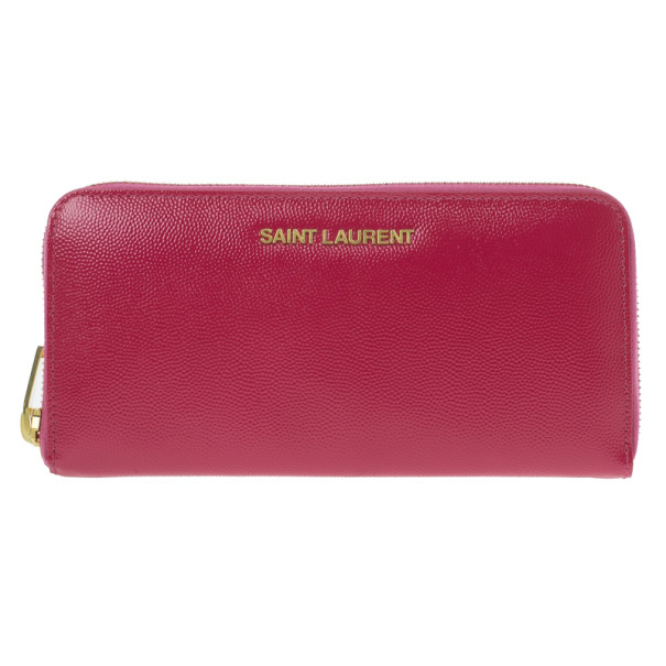 Saint Laurent Paris Pink Leather Zip Around Wallet