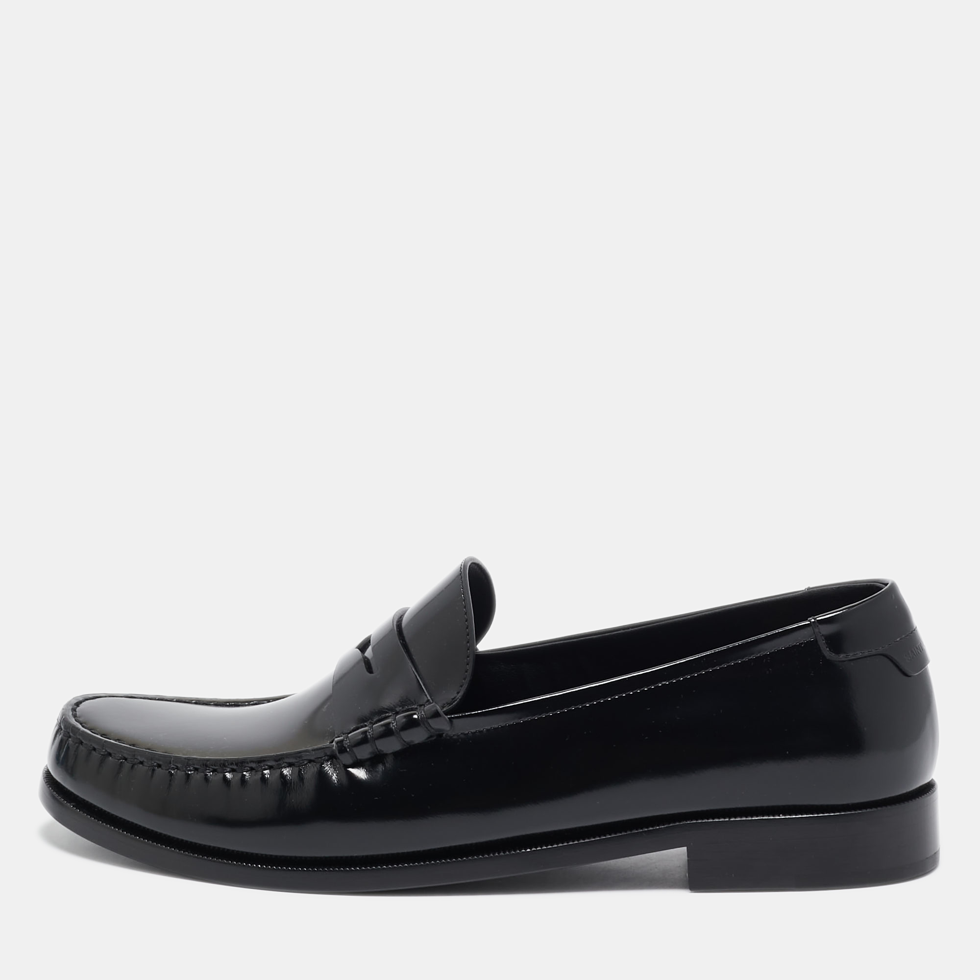 

Saint Laurent Black Brushed Leather Le Penny Loafers Size