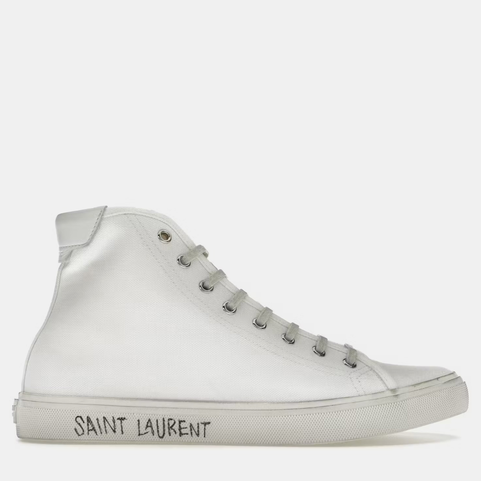 Pre-owned Saint Laurent White Malibu Midoptic Sneaker Eu 41