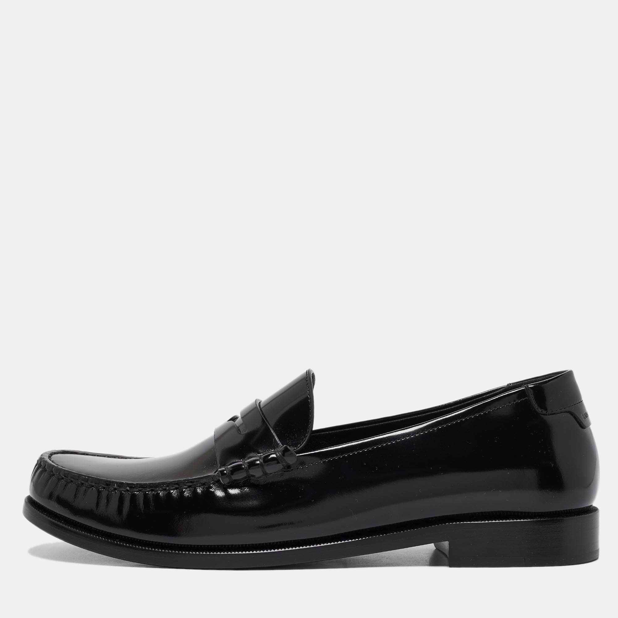 

Saint Laurent Black Patent Leather Penny Loafers Size