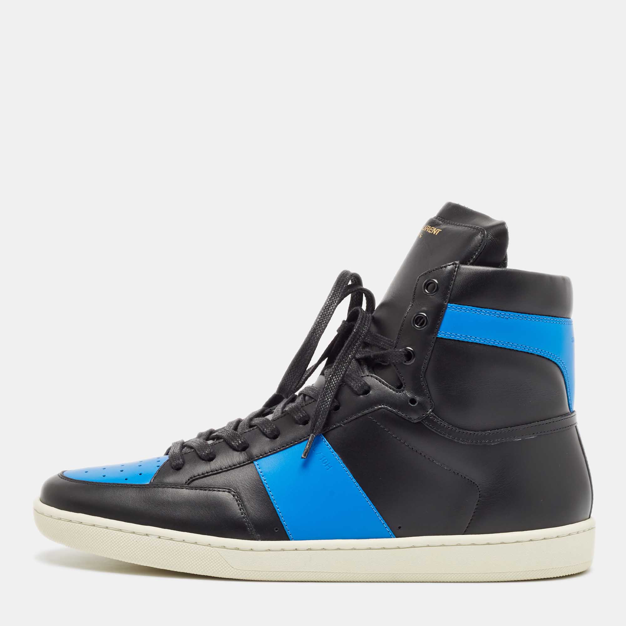 

Saint Laurent Black/Blue Leather SL-10H High Top Sneakers Size