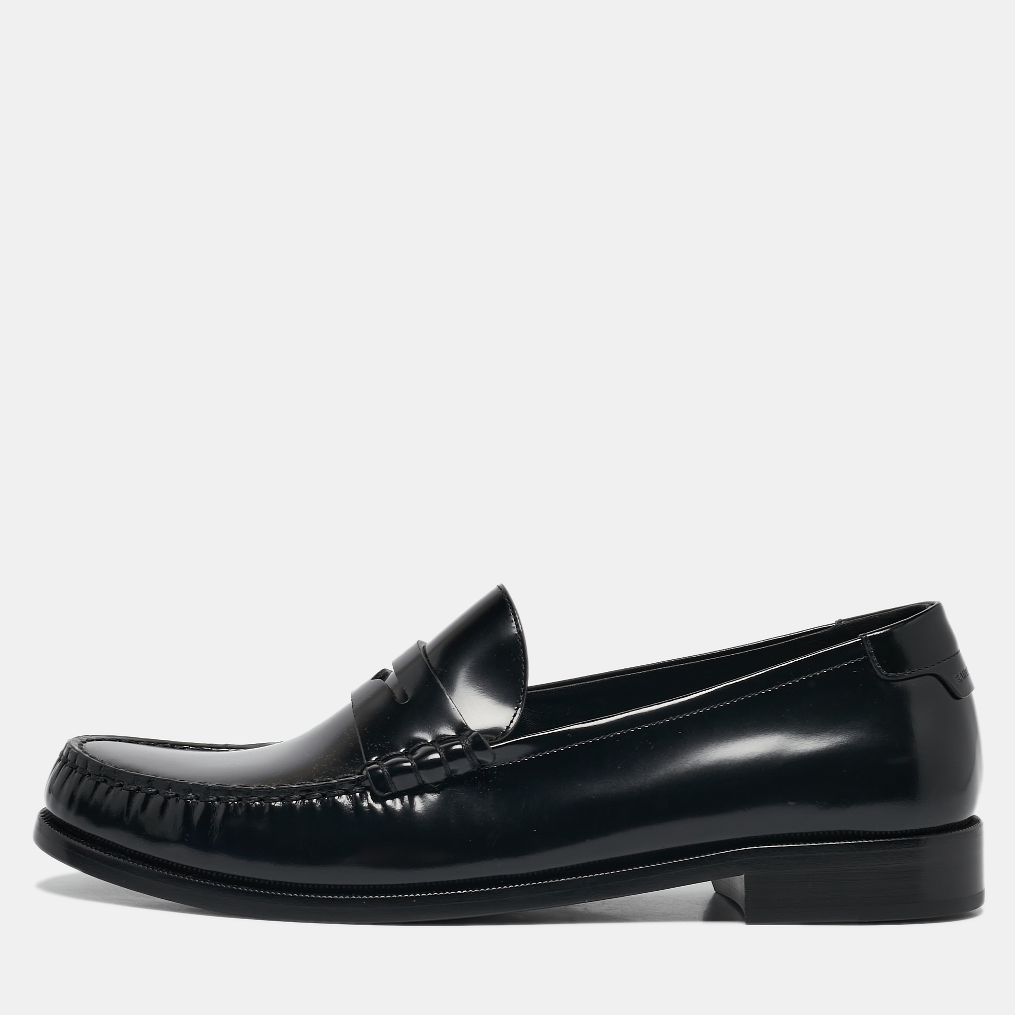 

Saint Laurent Black Leather Slip On Loafers Size