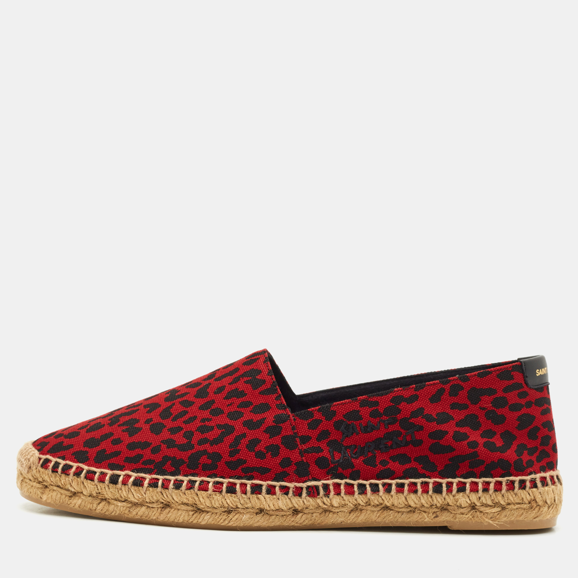 Saint Laurent Black/Red Canvas Slip On Espadrille Size 43