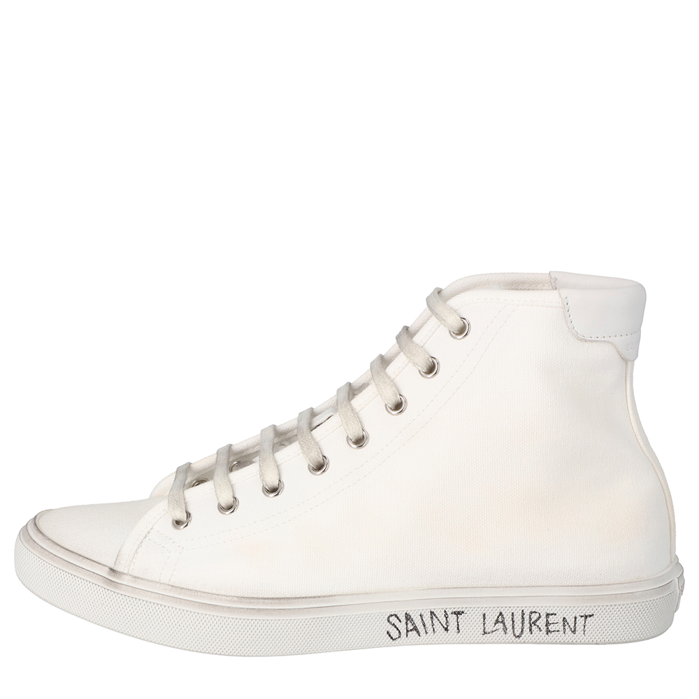 

Saint Laurent White Cotton Malibu High-top Sneakers Size