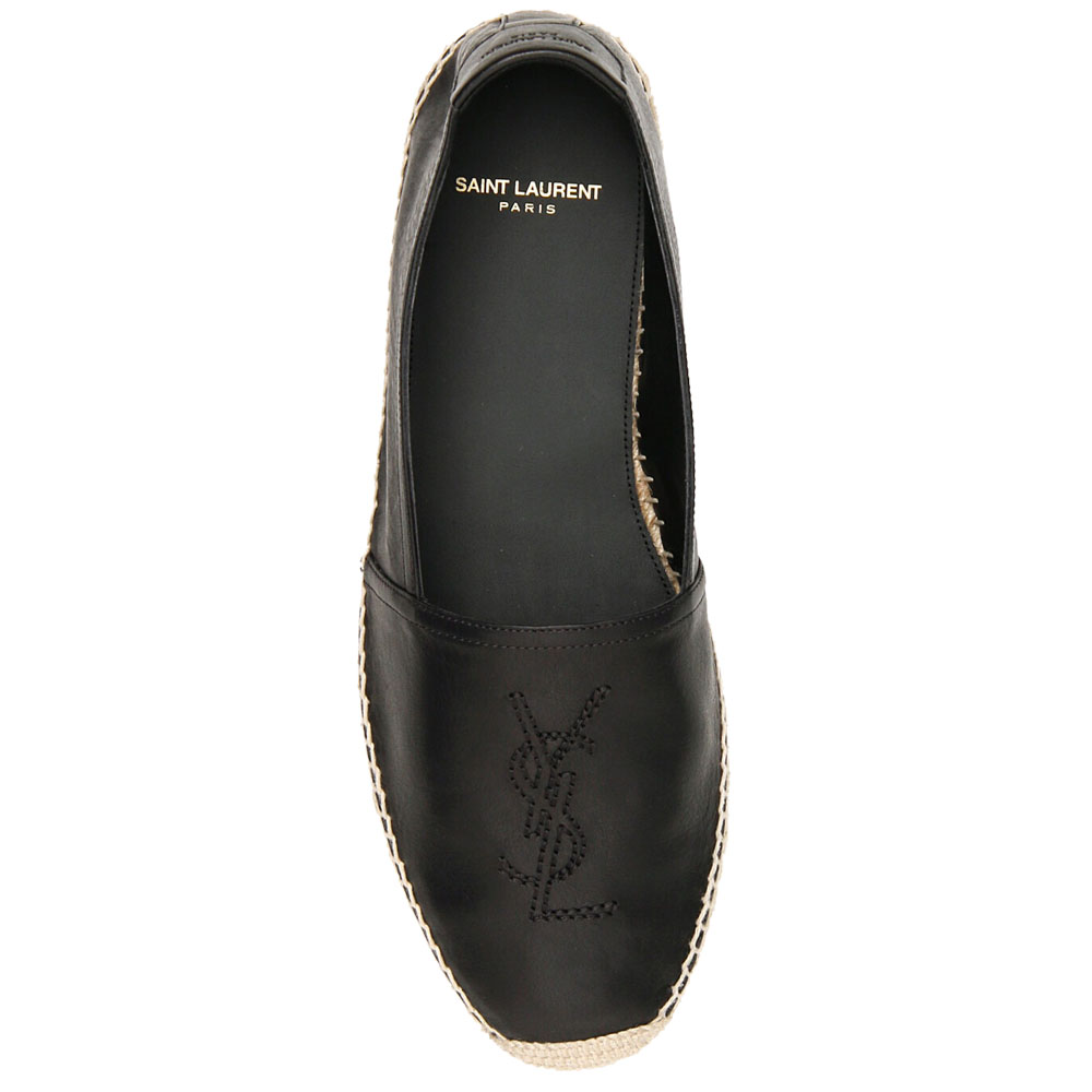 

Saint Laurent Black Leather Monogram Espadrilles Size IT