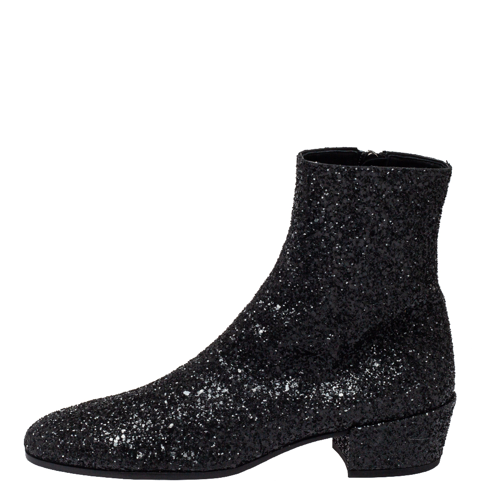 

Saint Laurent Black Glitter Chelsea Ankle Boot Size