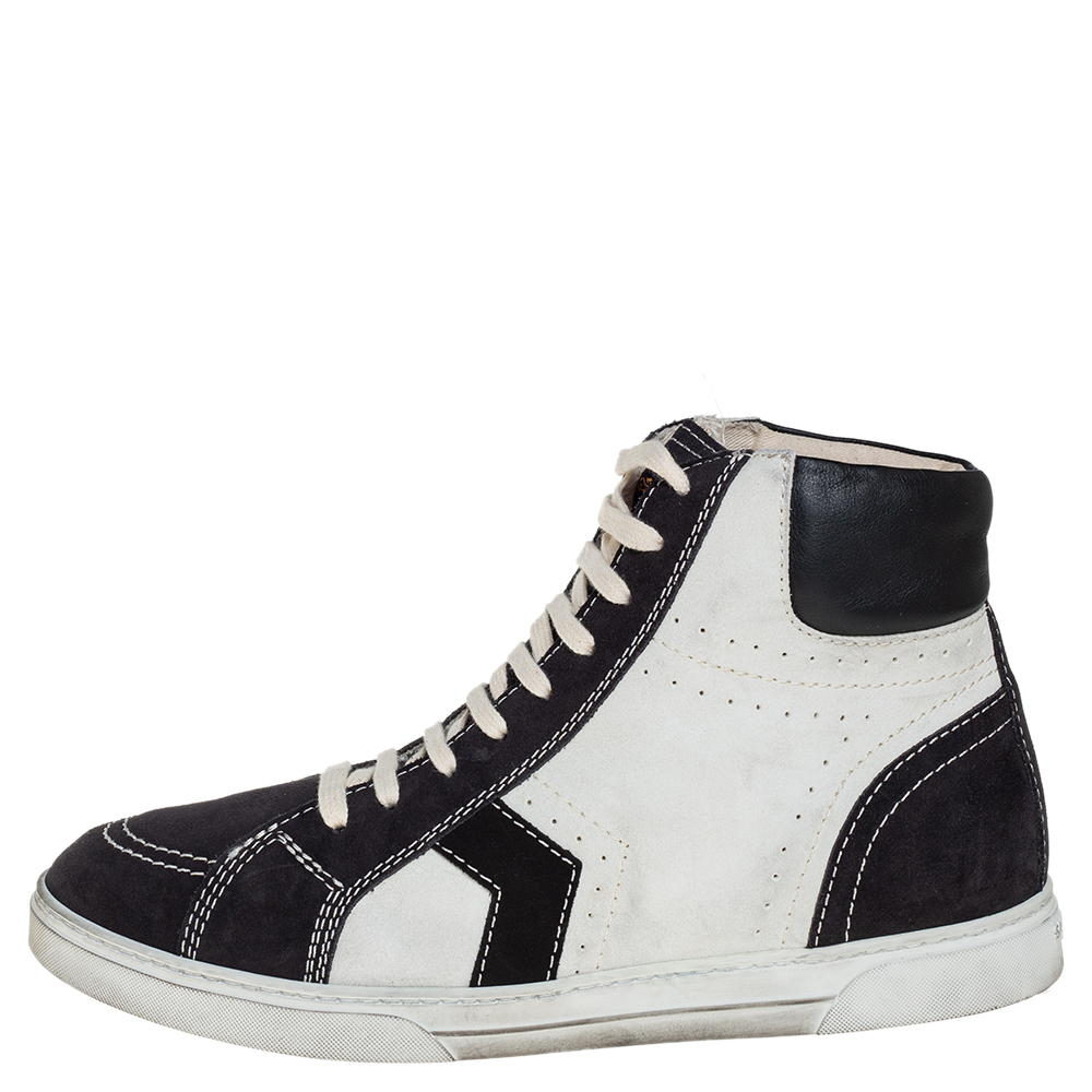 

Saint Laurent White/Black Suede Colorblock High top Sneakers Size