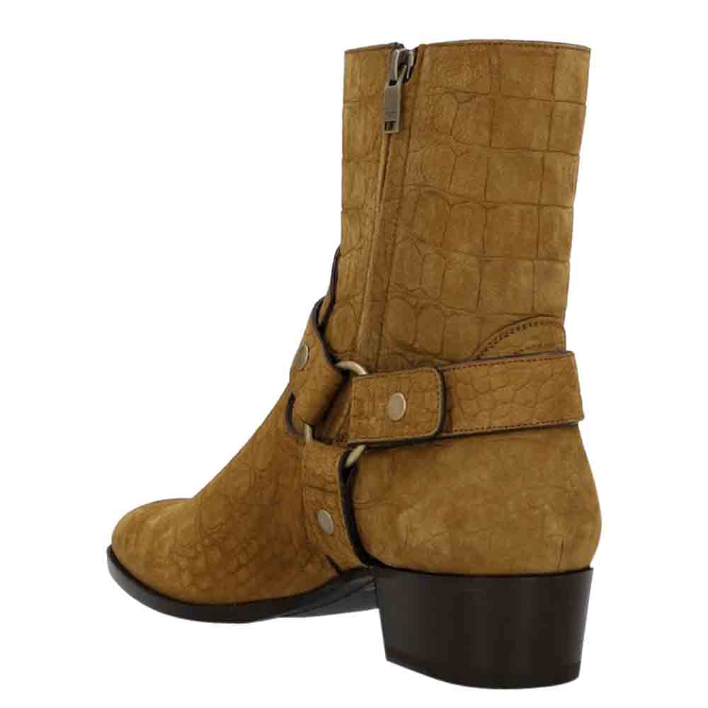 

Saint Laurent Paris Brown Embossed Leather Ankle Boots Size EU