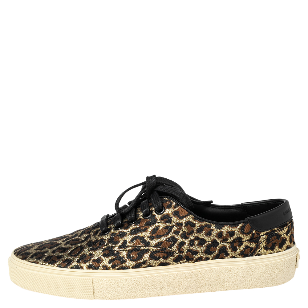 

Saint Laurent Metallic Tri Color Leopard Print Fabric Low Top Sneakers Size, Multicolor