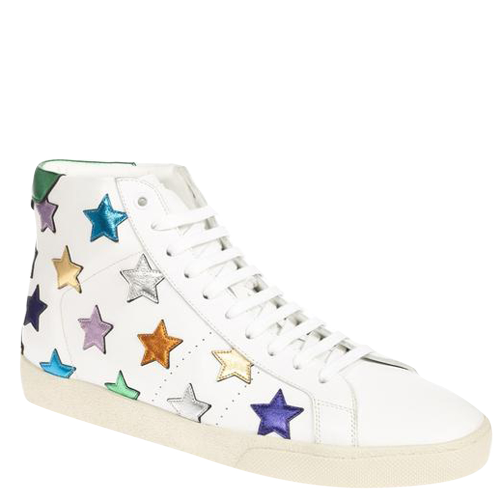 

Saint Laurent Paris White/Multicolor Leather Court Classic High Top Sneaker Size EU