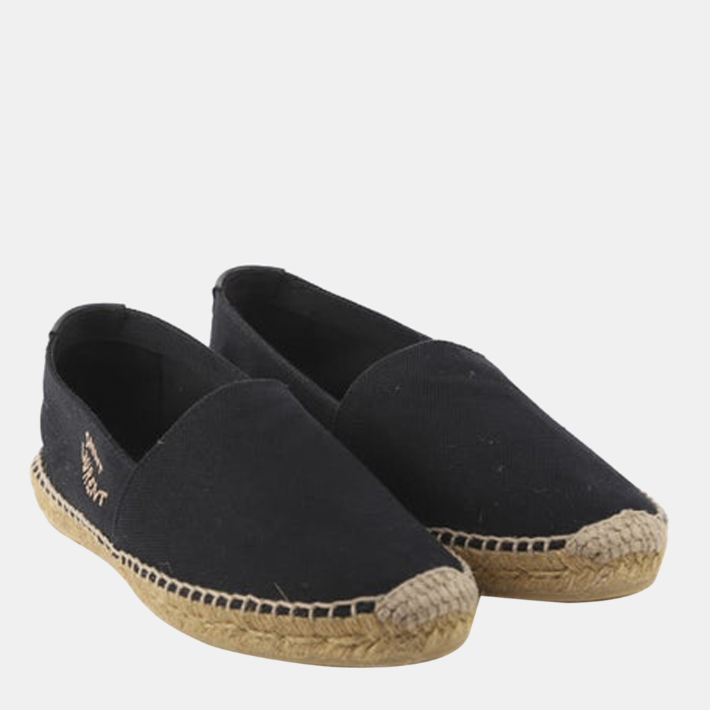 

Saint Laurent Paris Black Embroidered Canvas Espadrilles Size EU