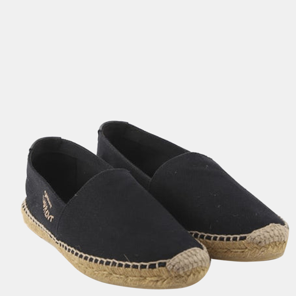 

Saint Laurent Paris Black Embroidered Canvas Espadrilles Size EU