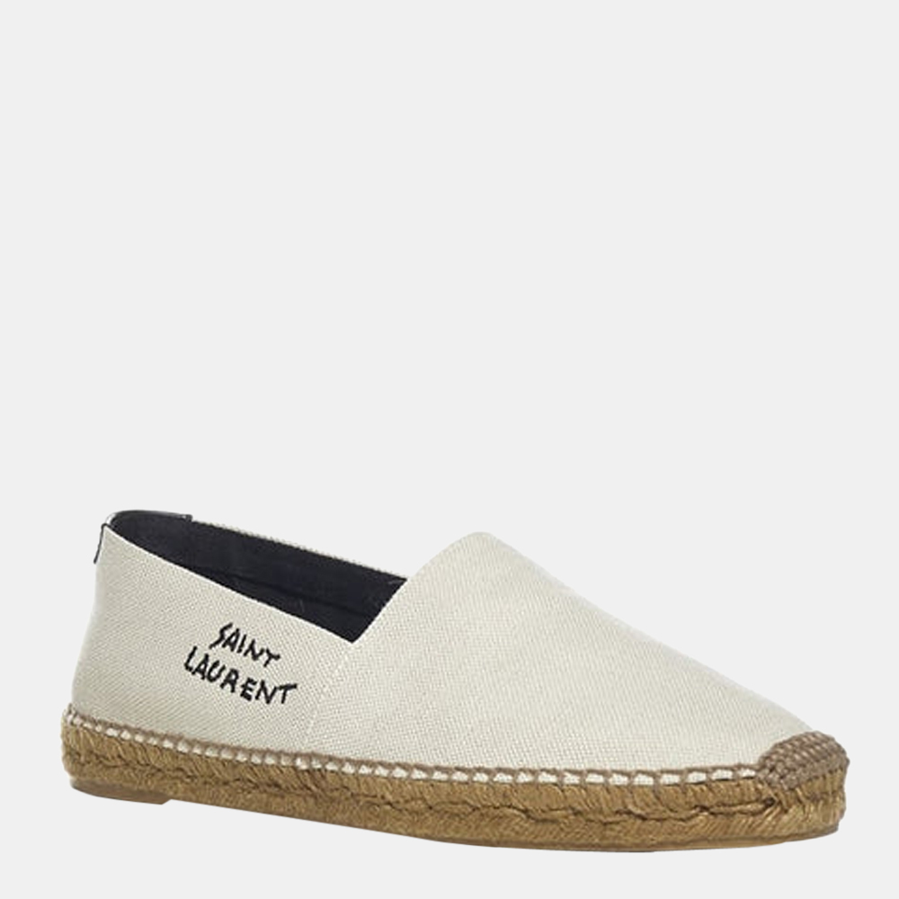 

Saint Laurent Paris White Embroidered Canvas Espadrilles Size EU