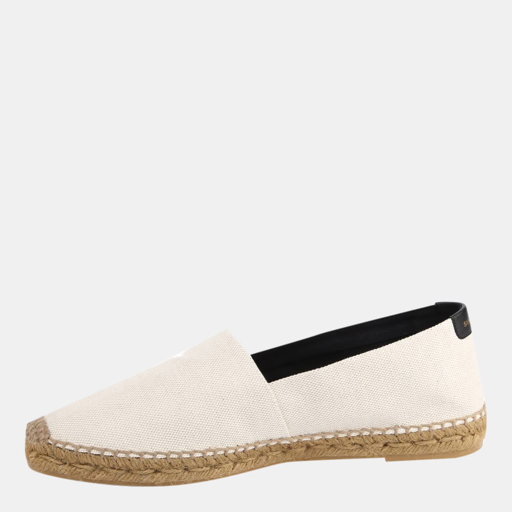 

Saint Laurent Paris Beige Canvas Embroidered Espadrilles Size EU