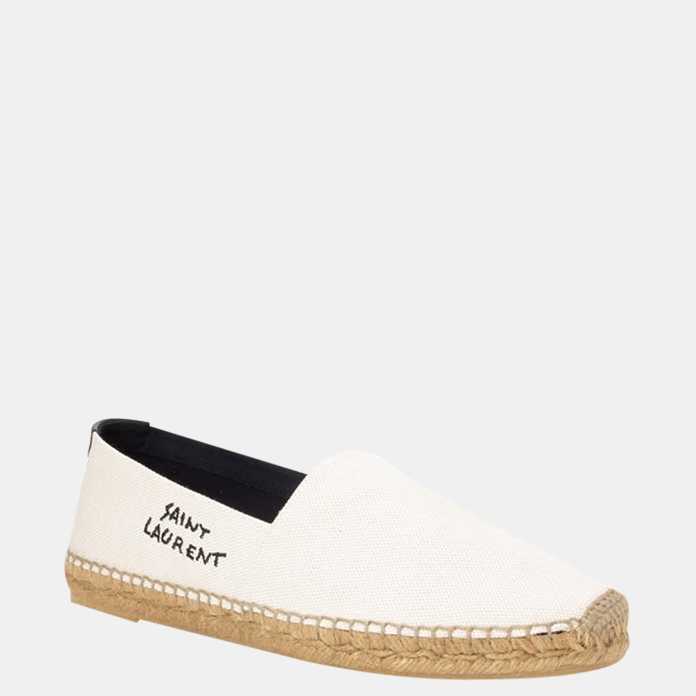 

Saint Laurent Paris Beige Canvas Embroidered Espadrilles Size EU