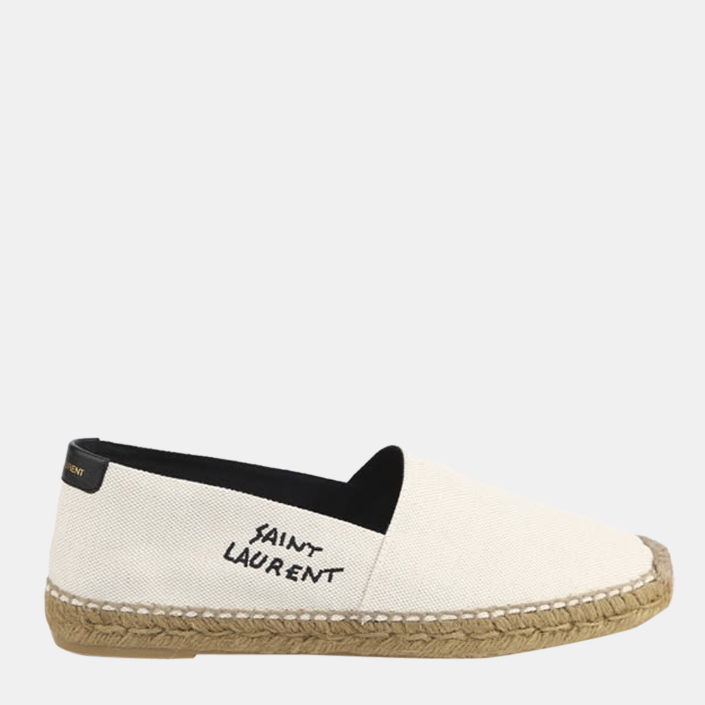 

Saint Laurent Beige Embroidered Canvas Espadrilles EU