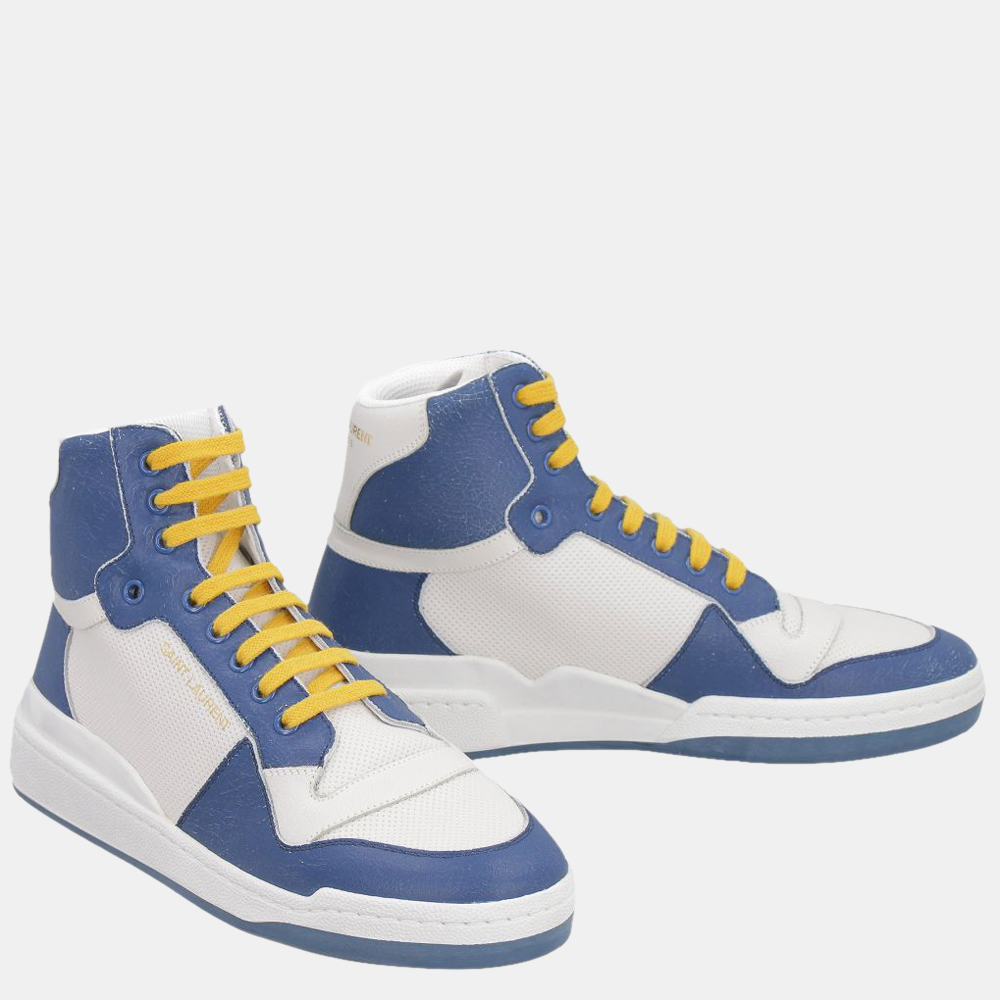 

Saint Laurent Paris White/Blue SL24 Leather High-top Sneakers Size EU