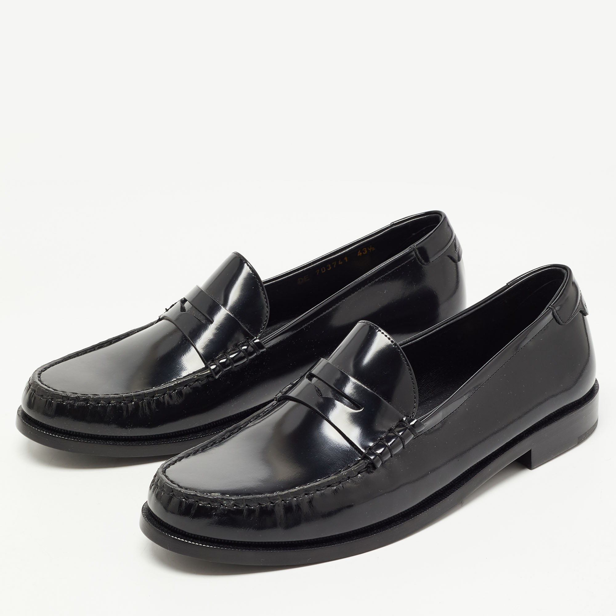 

Saint Laurent Black Leather Slip On Loafers Size