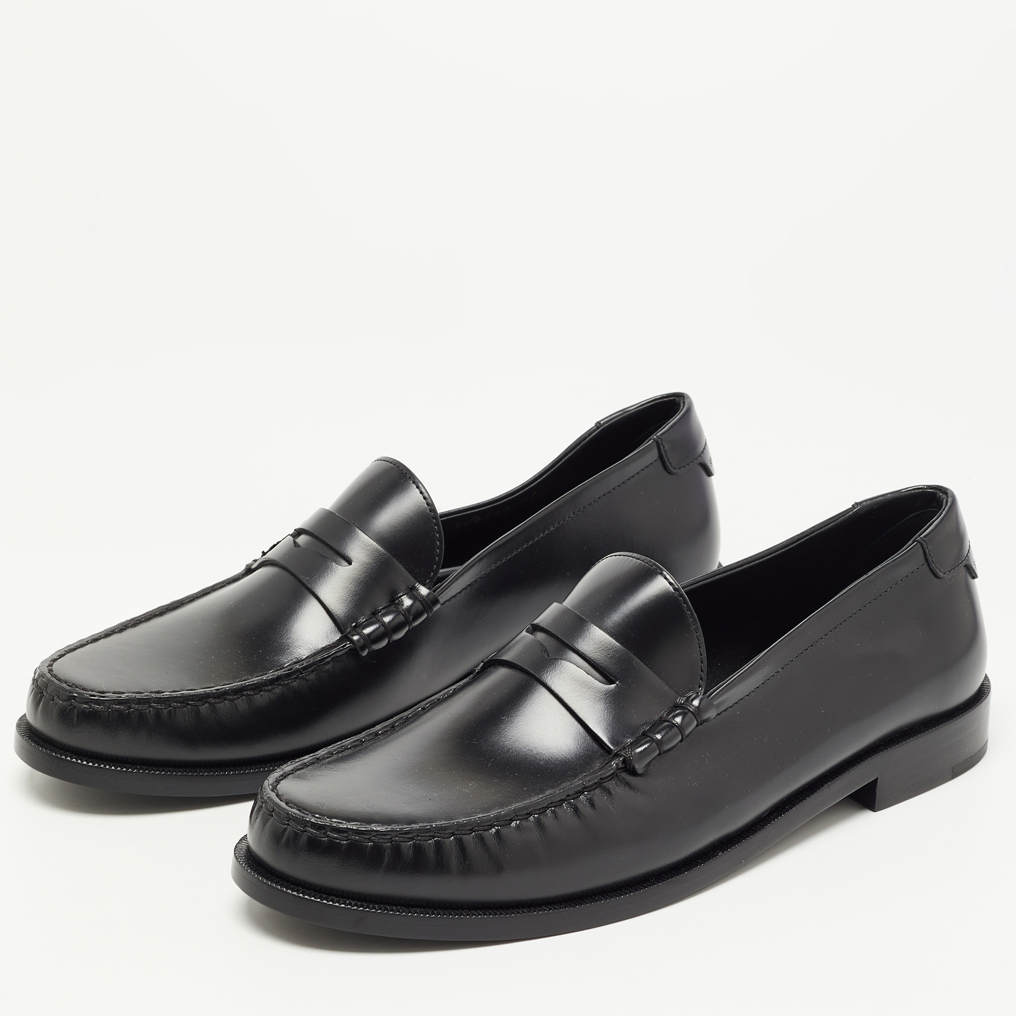 

Saint Laurent Black Leather Slip On Loafers Size