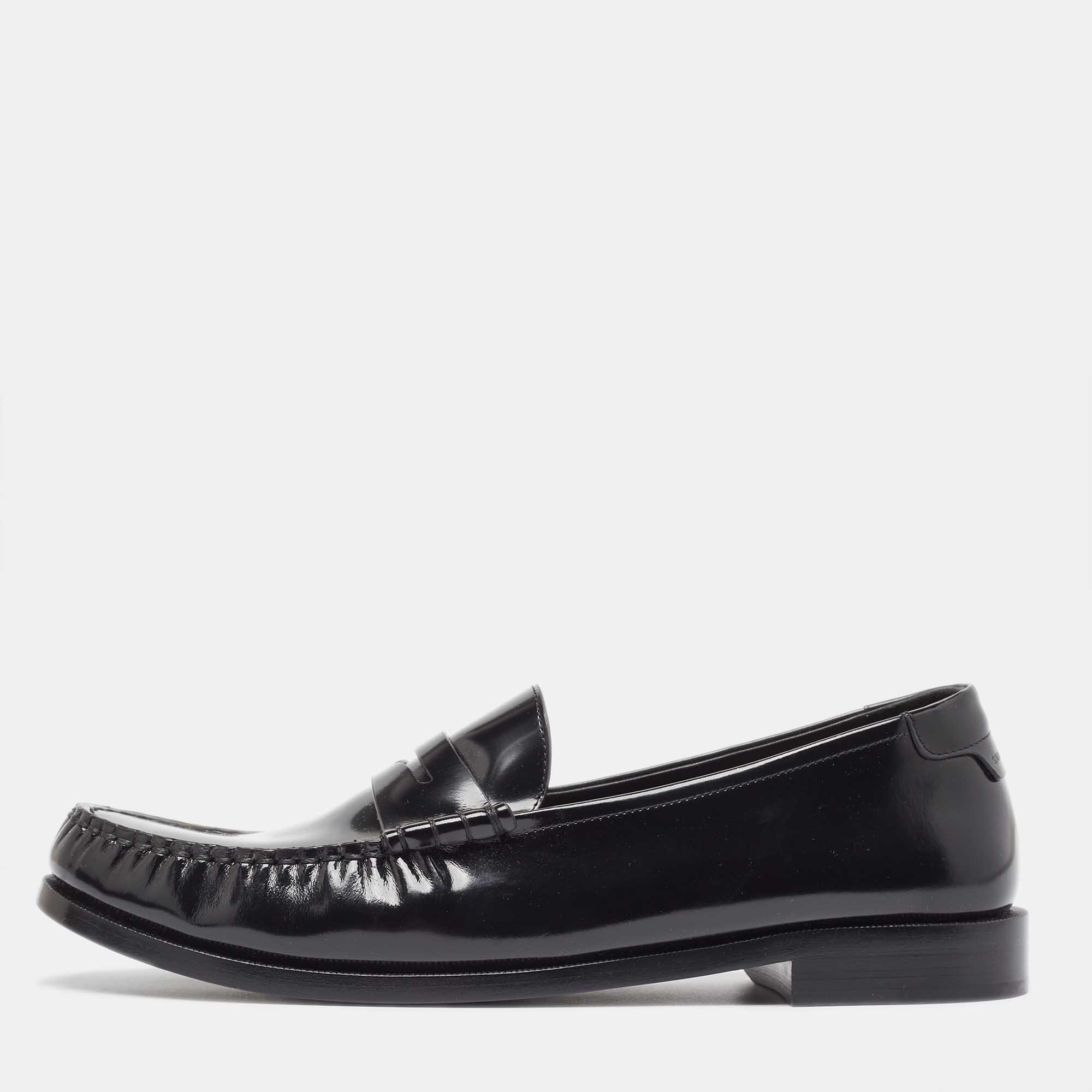 

Saint Laurent Black Patent Leather Le Loafers Size