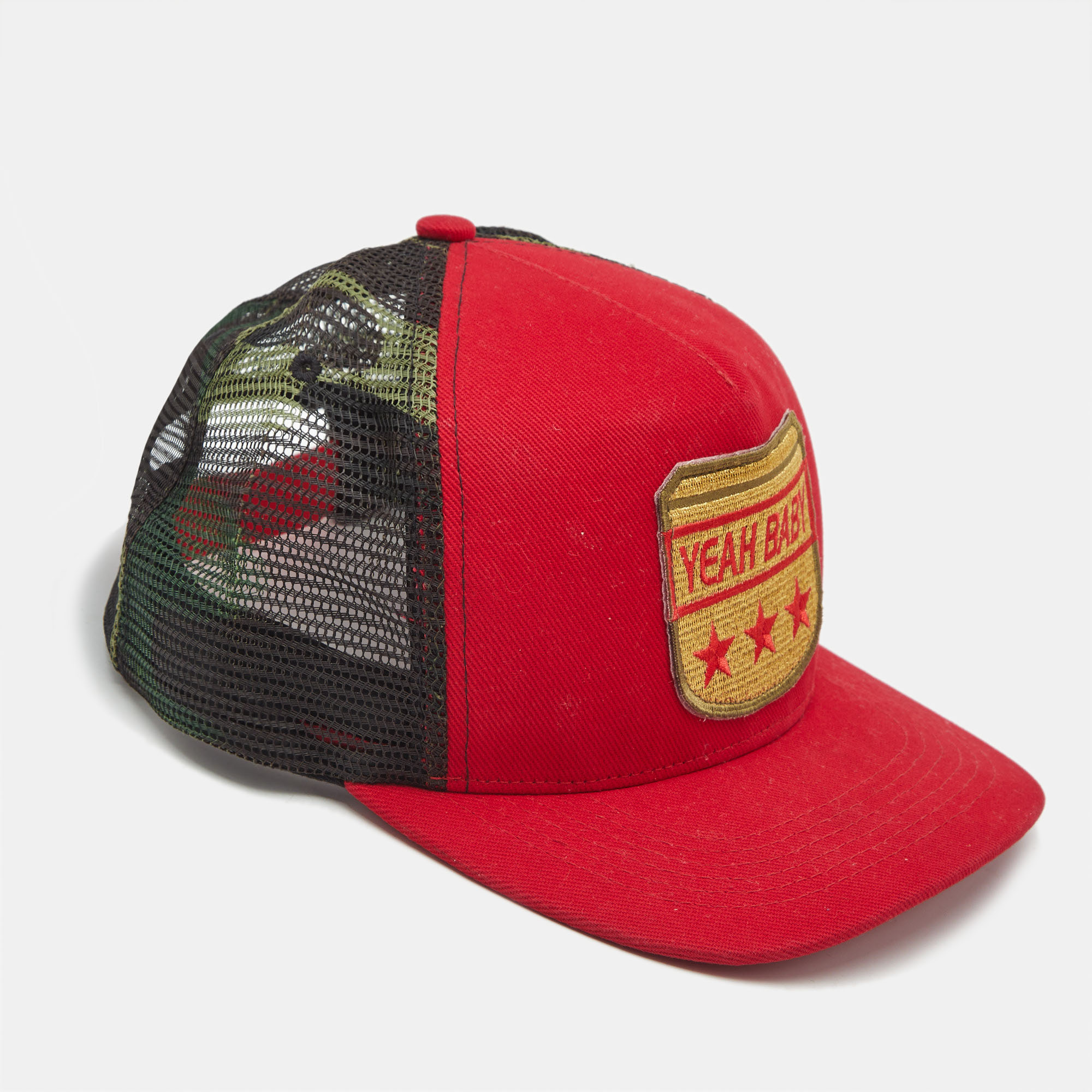 

Saint Laurent Red Cotton Yeah Baby Trucker Cap