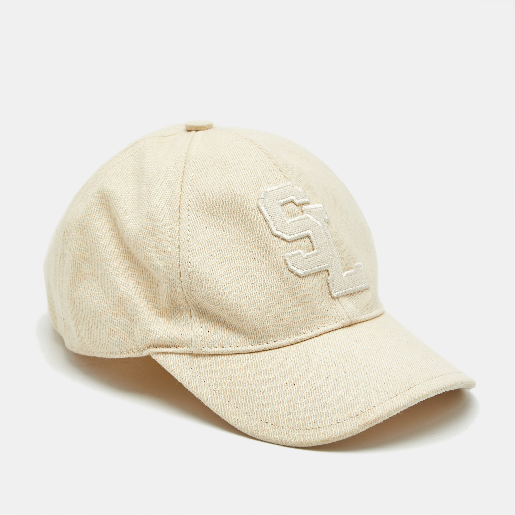 

Saint Laurent Paris Beige Logo Applique Cotton Baseball Cap Size