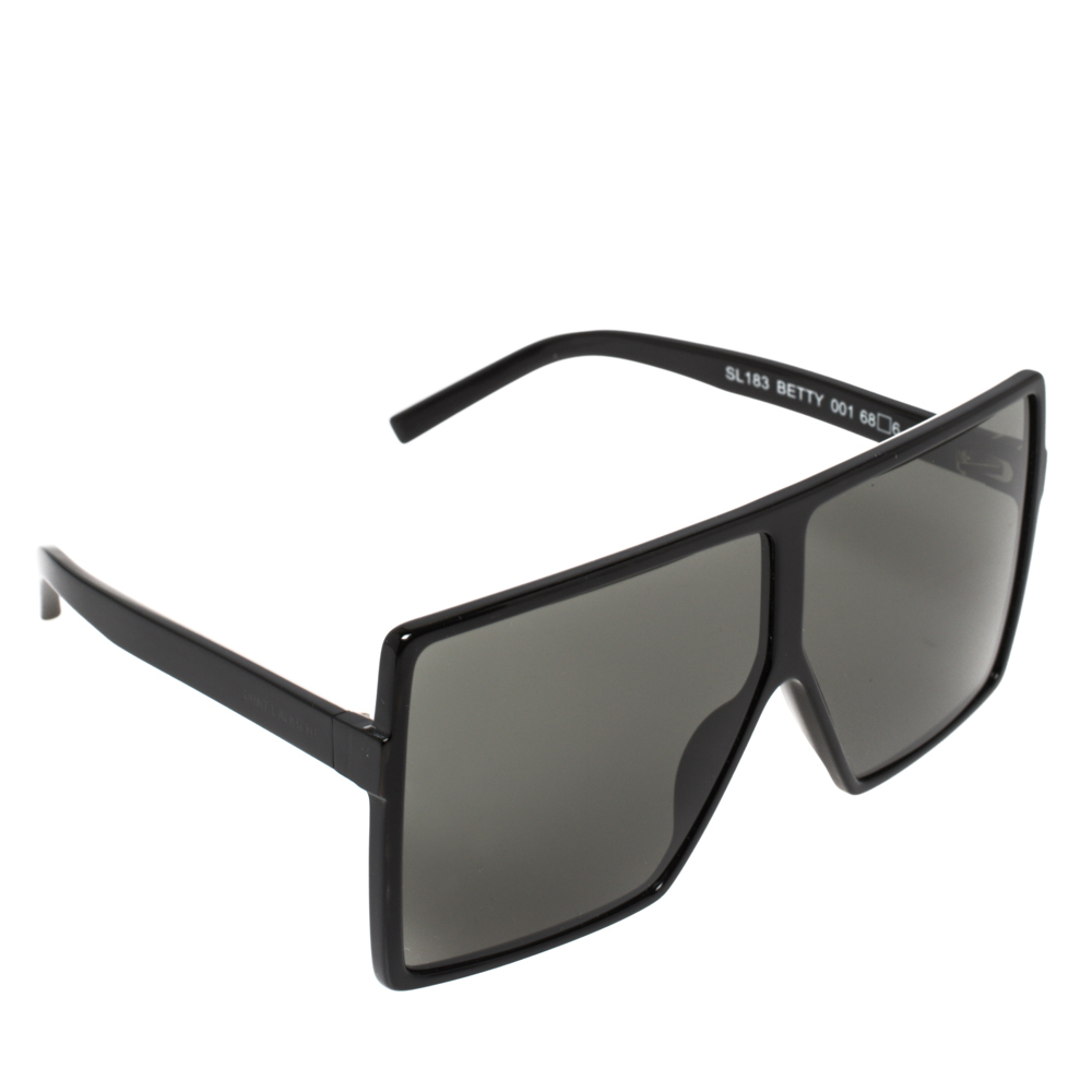 Pre-owned Saint Laurent Black Sl183 Oversized Betty Sunglasses