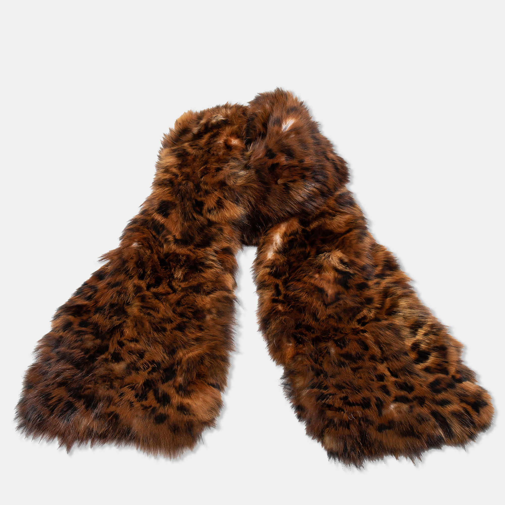 

Saint Laurent Brown Leopard Print Fur Scarf