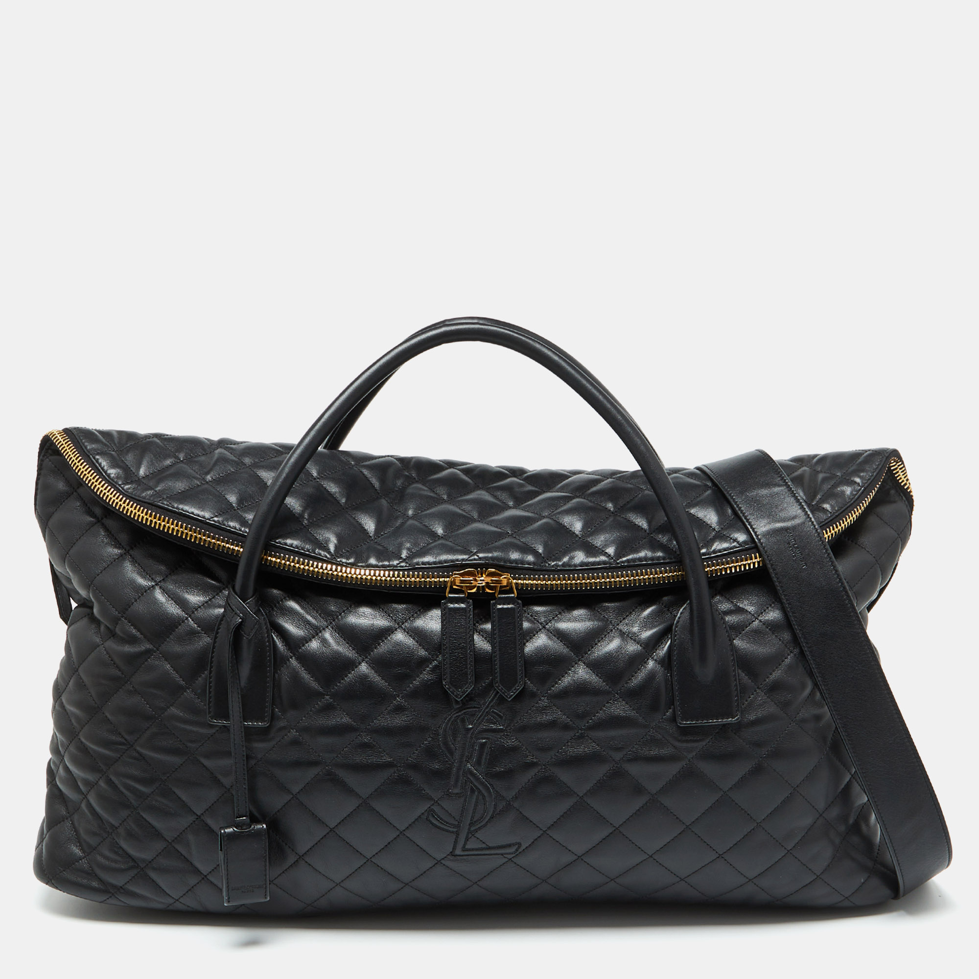 

Saint Laurent Black Quilted Leather Giant Travel Bag