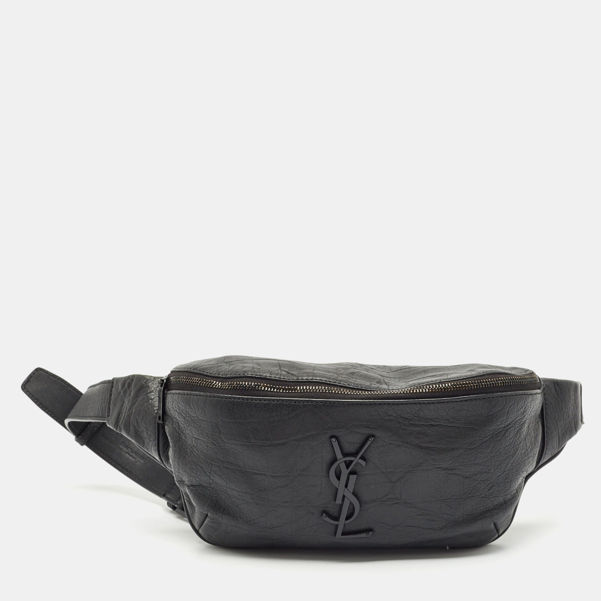 

Saint Laurent Black Leather Cassandre Belt Bag