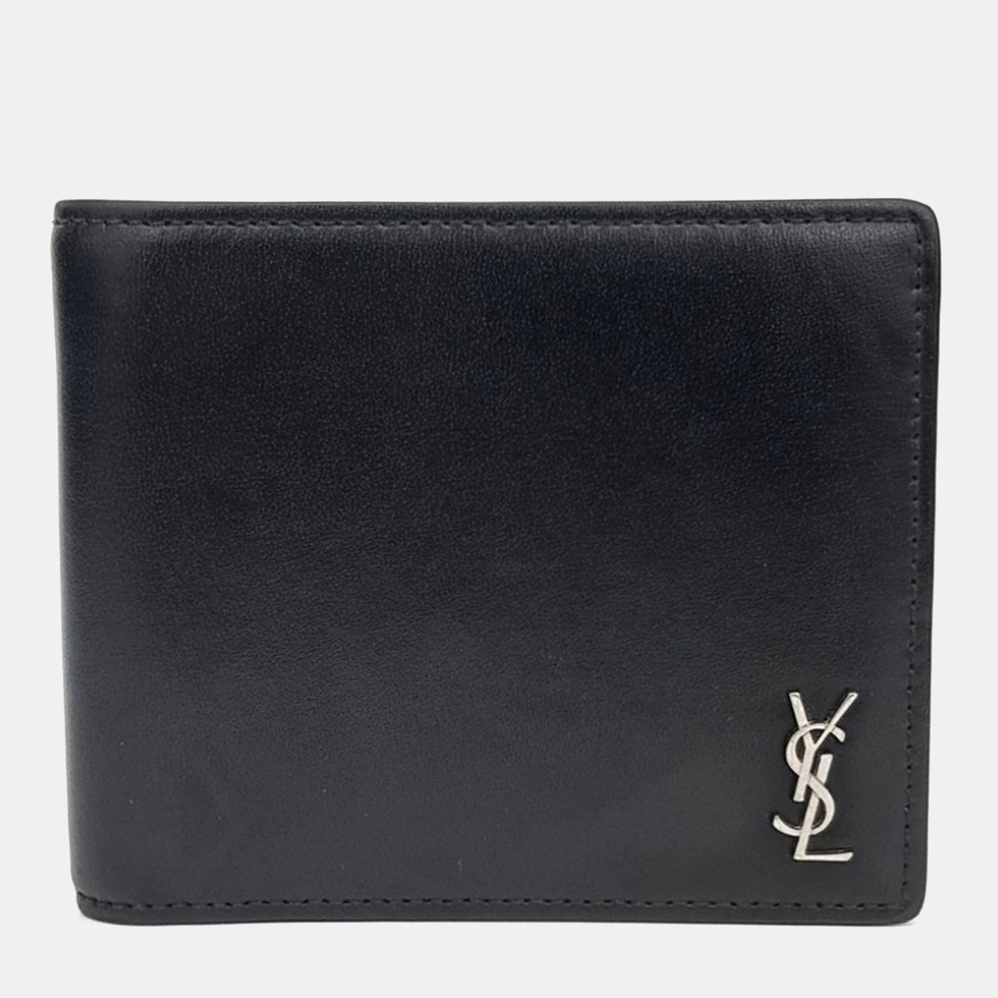 

Saint Laurent Paris Black Leather Tiny Monogram Bifold Wallet