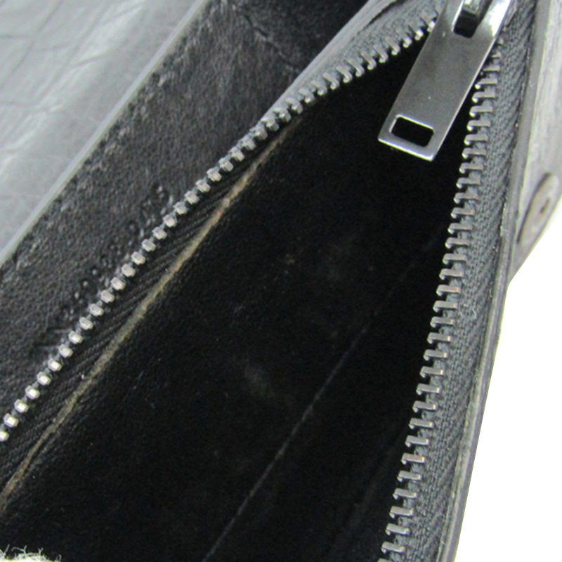 

Saint Laurent Paris Black Embossed Leather Chain Wallet