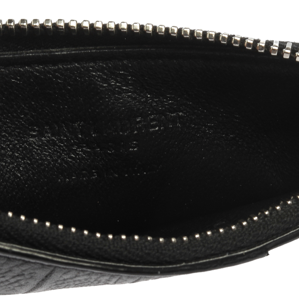 

Saint Laurent Paris Black Croc Embossed Leather Zip Card Holder