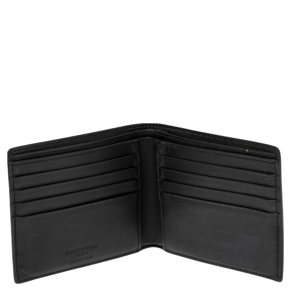 

Saint Laurent Black Croc Embossed Leather Bifold Wallet