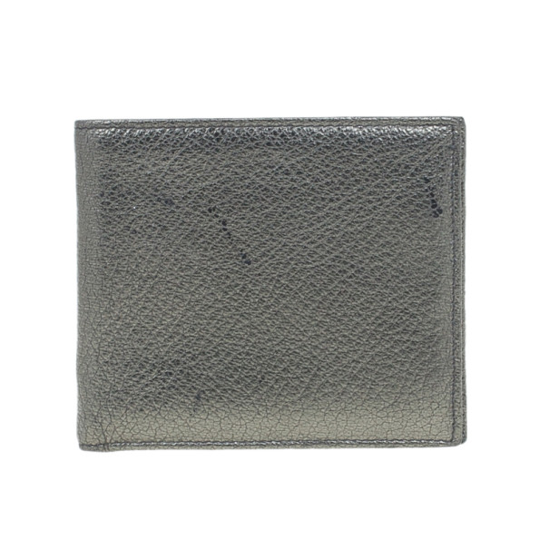 Saint Laurent Paris Silver Metallic Leather Bifold Wallet