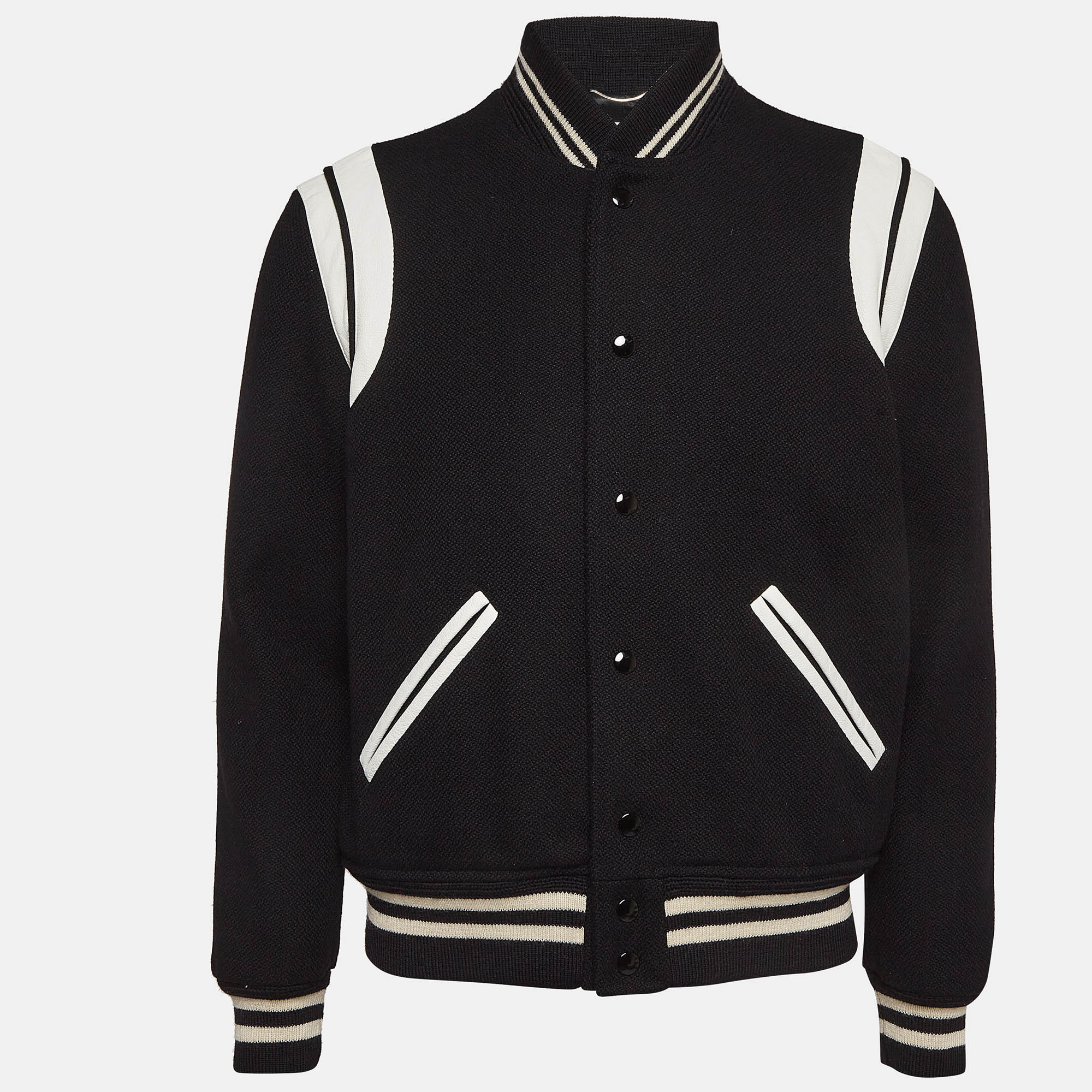 

Saint Laurent Paris Black Wool Blend Varsity Jacket L
