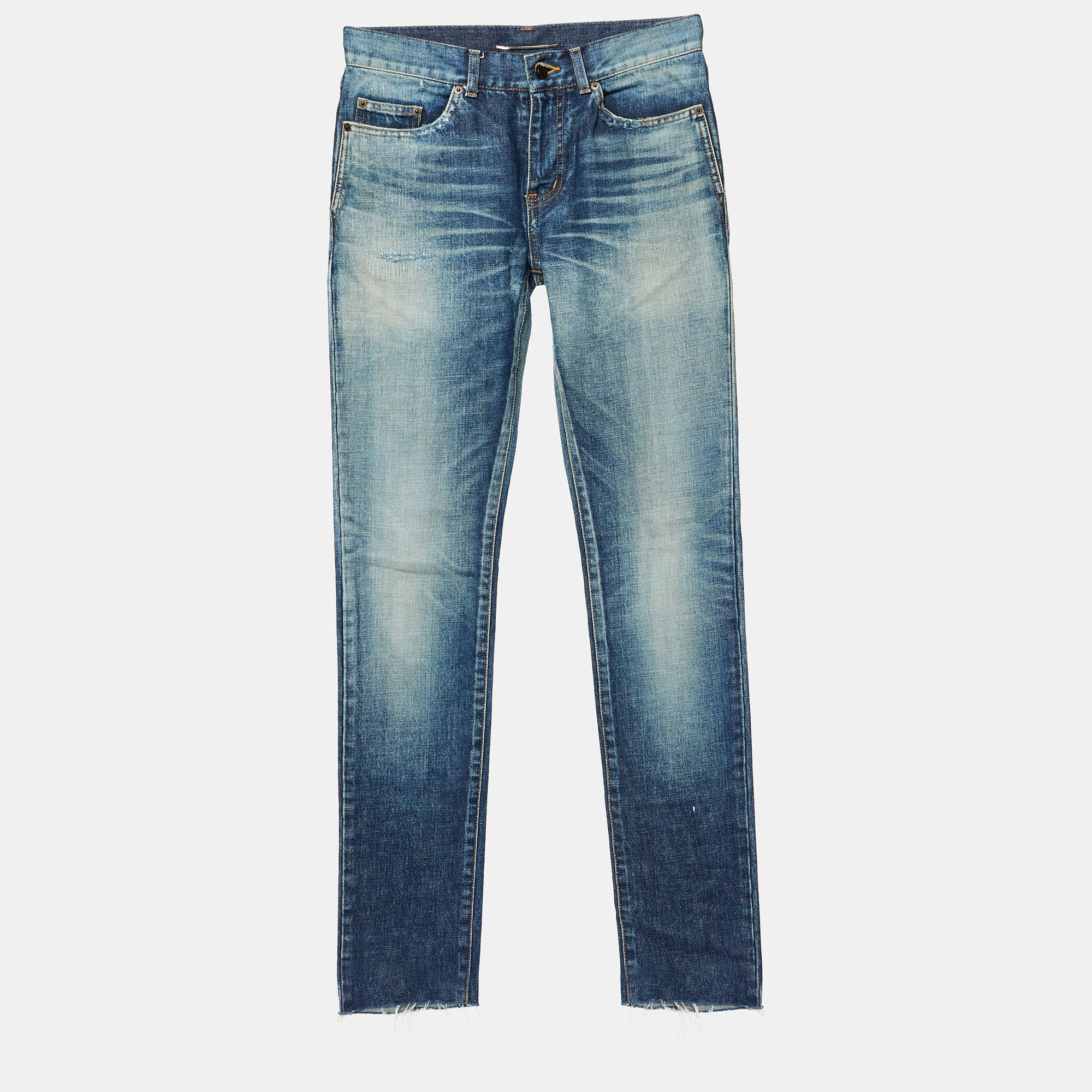 

Saint Laurent Paris Blue Washed & Distressed Denim Jeans S Waist 32"