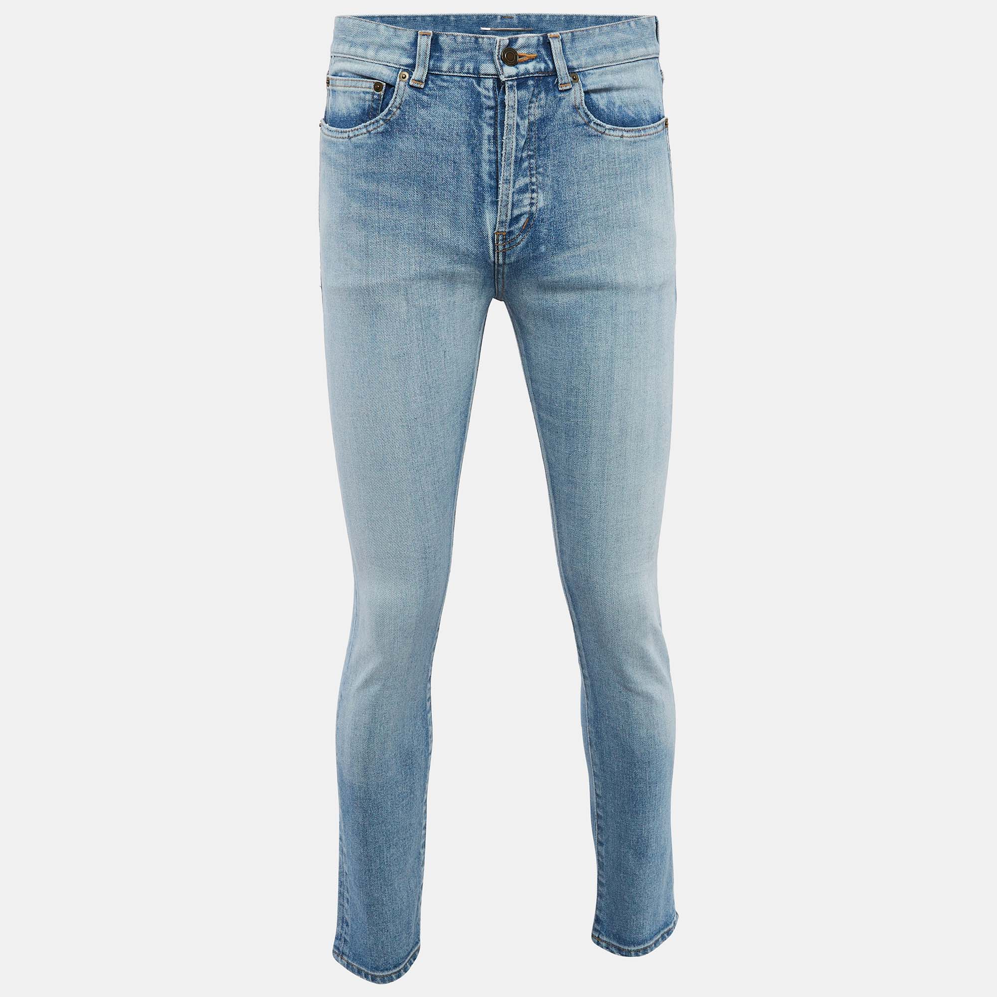 

Saint Laurent Blue Denim Ripped Jeans M Waist 29"