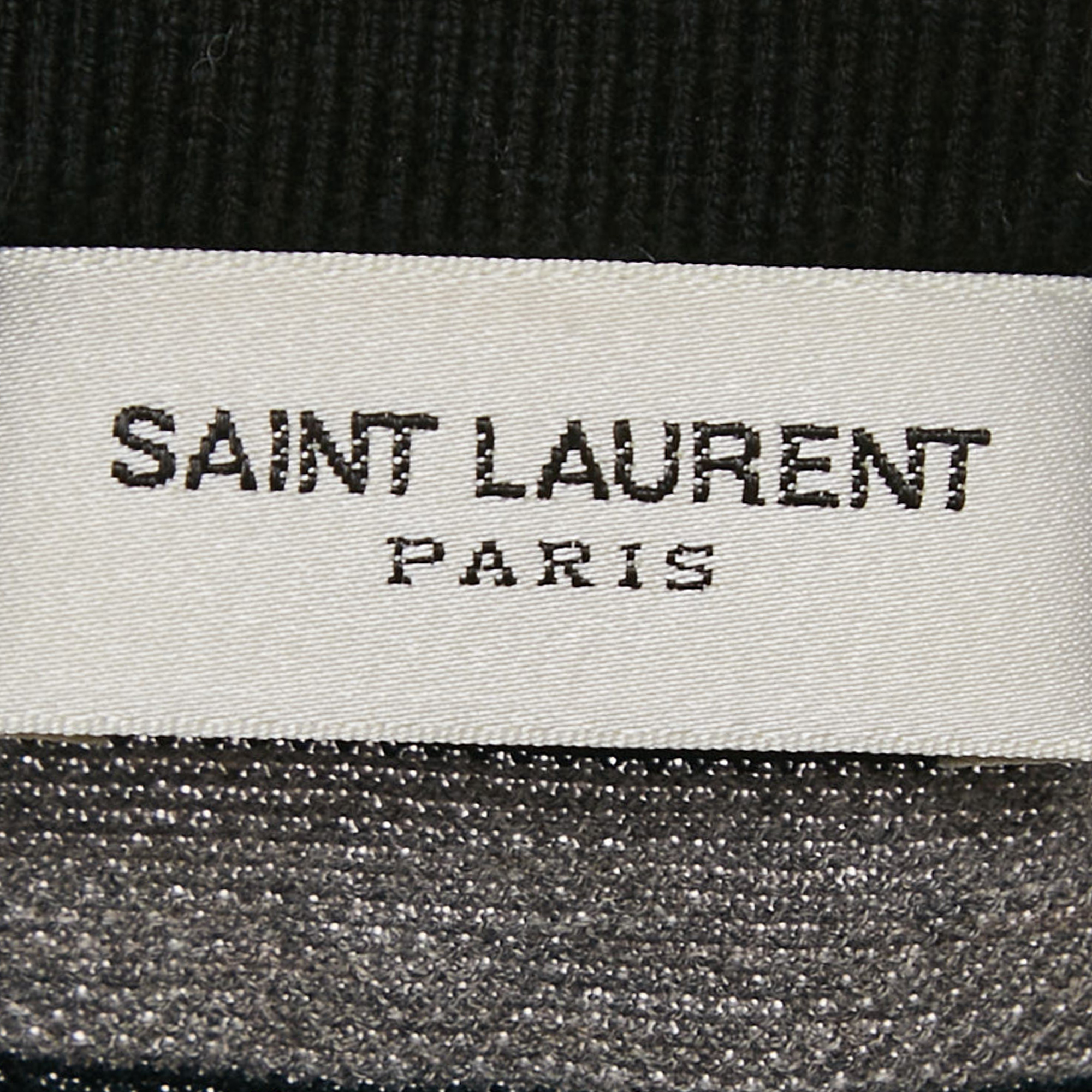 Saint Laurent Paris Black and Grey Striped Cotton T-Shirt M 
