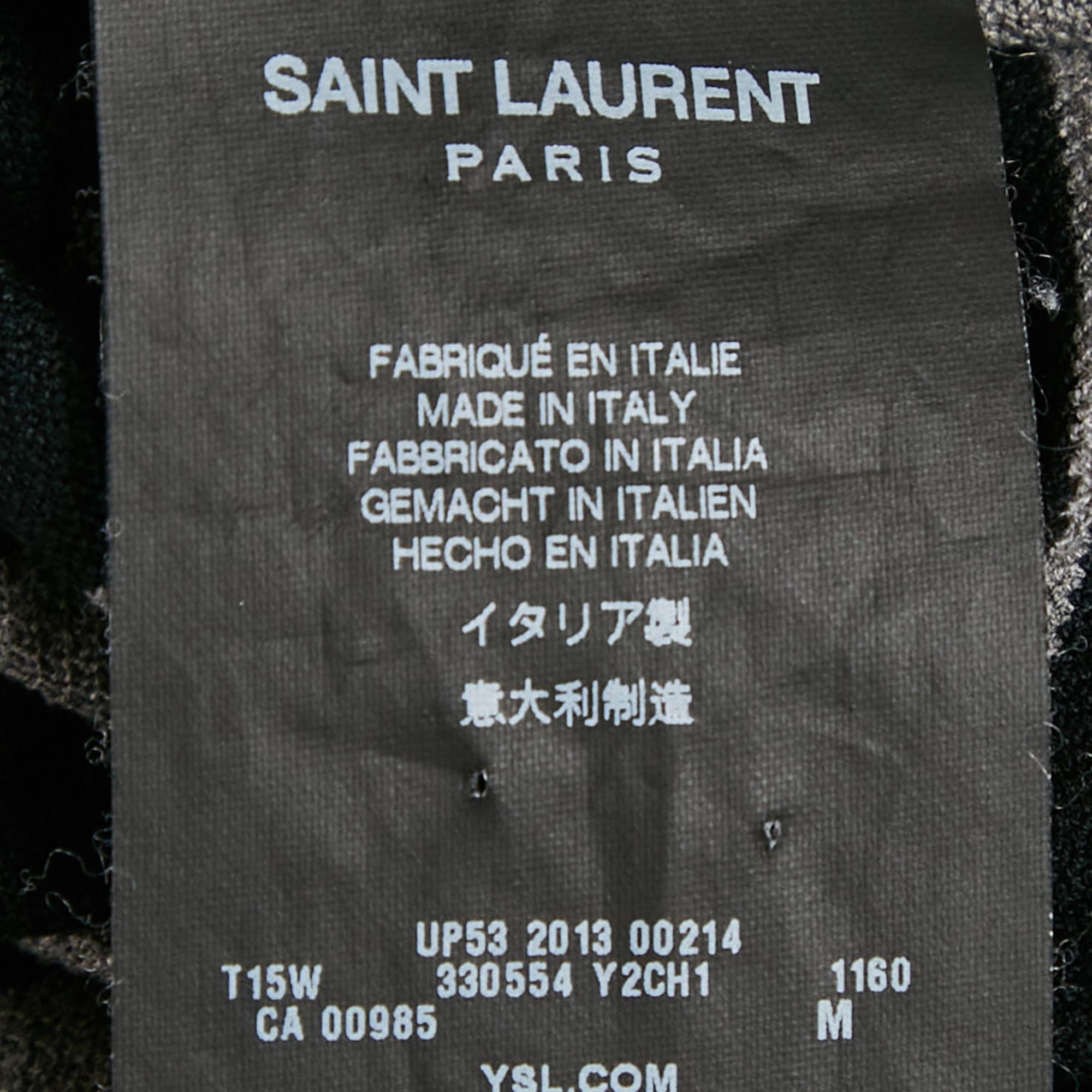 Saint Laurent Paris Black and Grey Striped Cotton T-Shirt M 