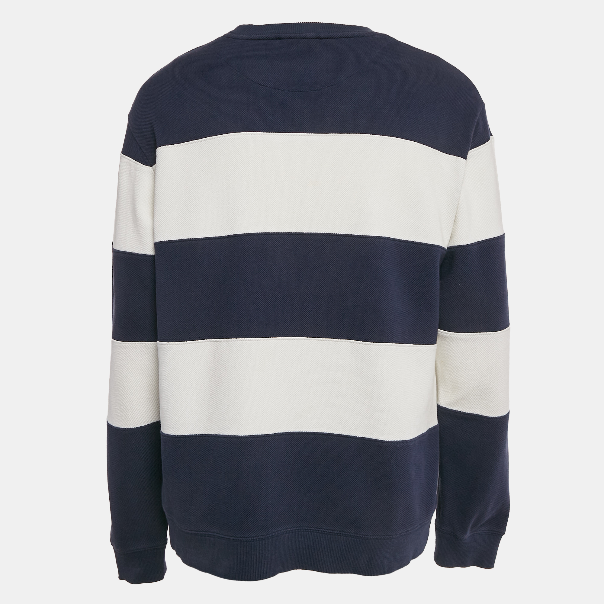 Yves Saint Laurent Vintage Blue/White Striped Cotton Pique Long Sleeve T-Shirt L 