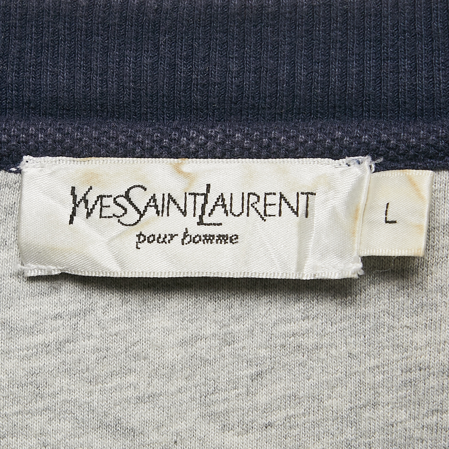 Yves Saint Laurent Vintage Blue/White Striped Cotton Pique Long Sleeve T-Shirt L 