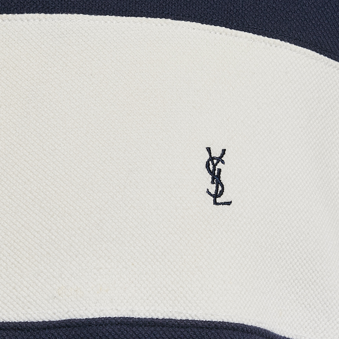 Yves Saint Laurent Vintage Blue/White Striped Cotton Pique Long Sleeve T-Shirt L 
