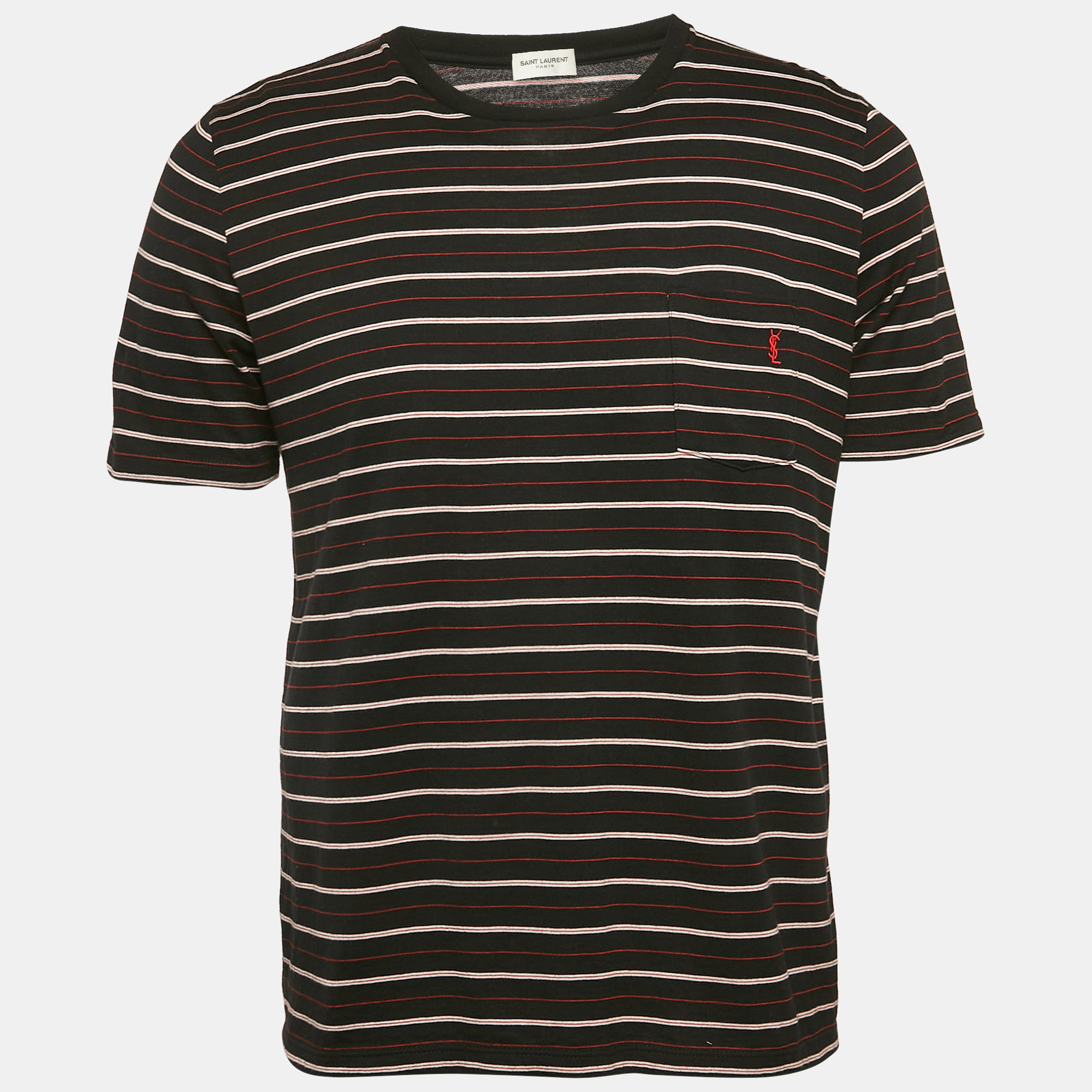 

Saint Laurent Black Stripe Cotton Crew Neck T-Shirt S